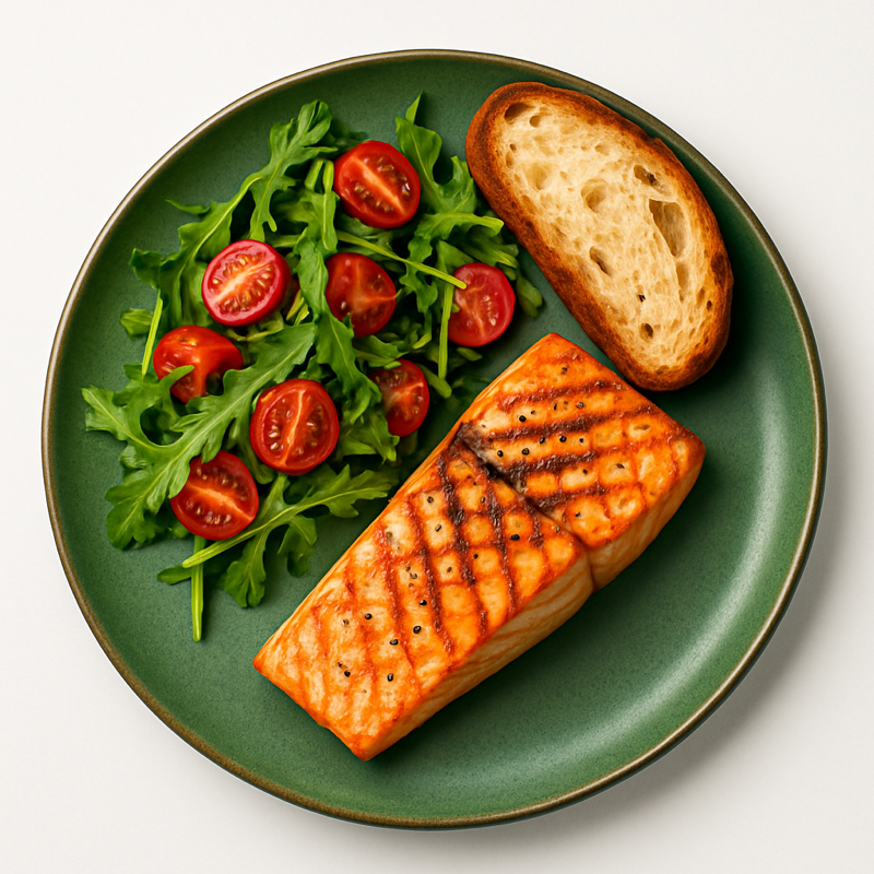 Cina: Somon la gratar cu salata